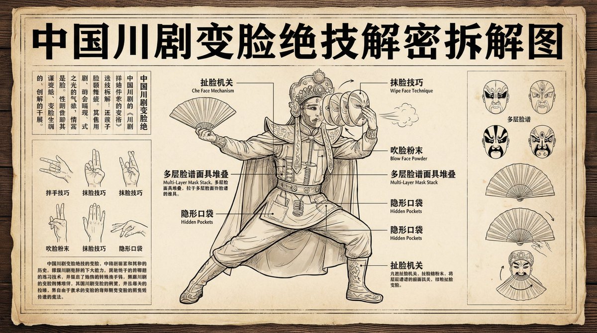 川剧变脸技巧信息图