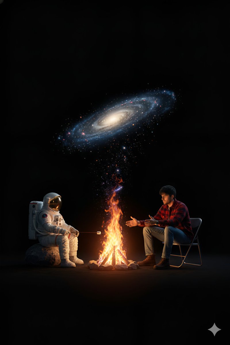 宇宙虚空中的超现实篝火