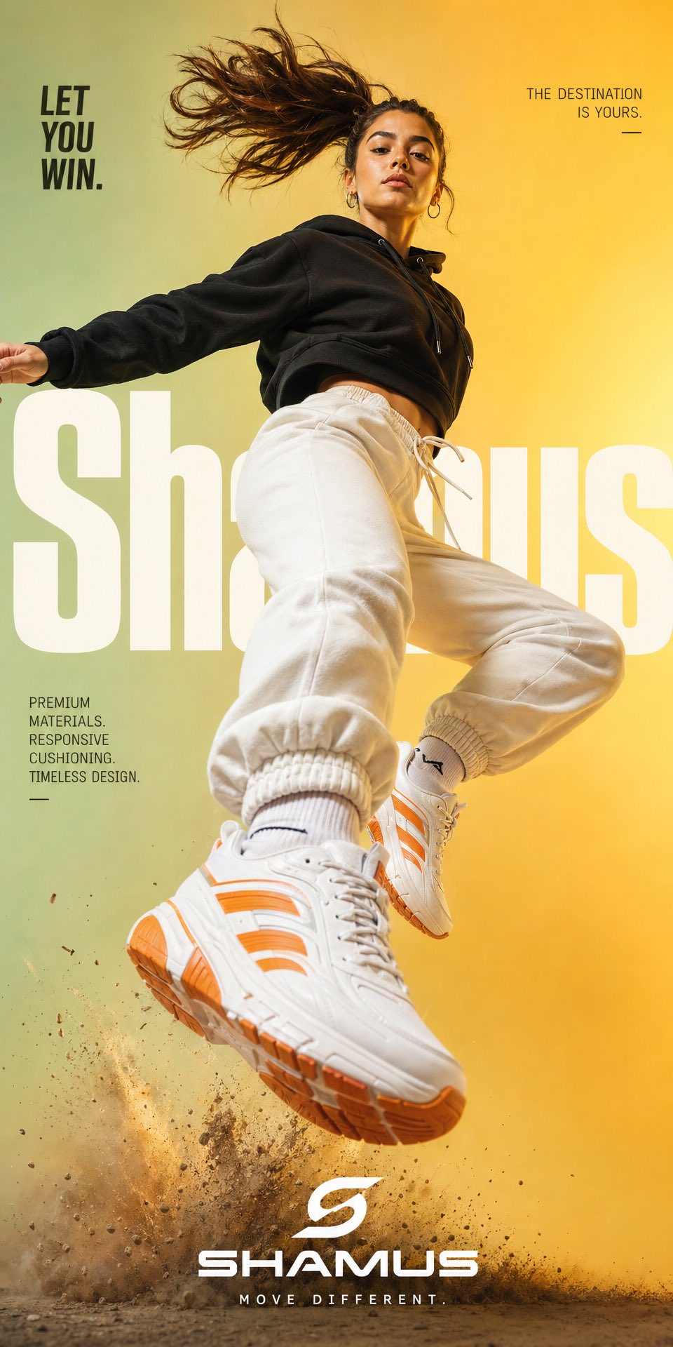 Female mid-air sneaker ad: GPT Image 2 prompt