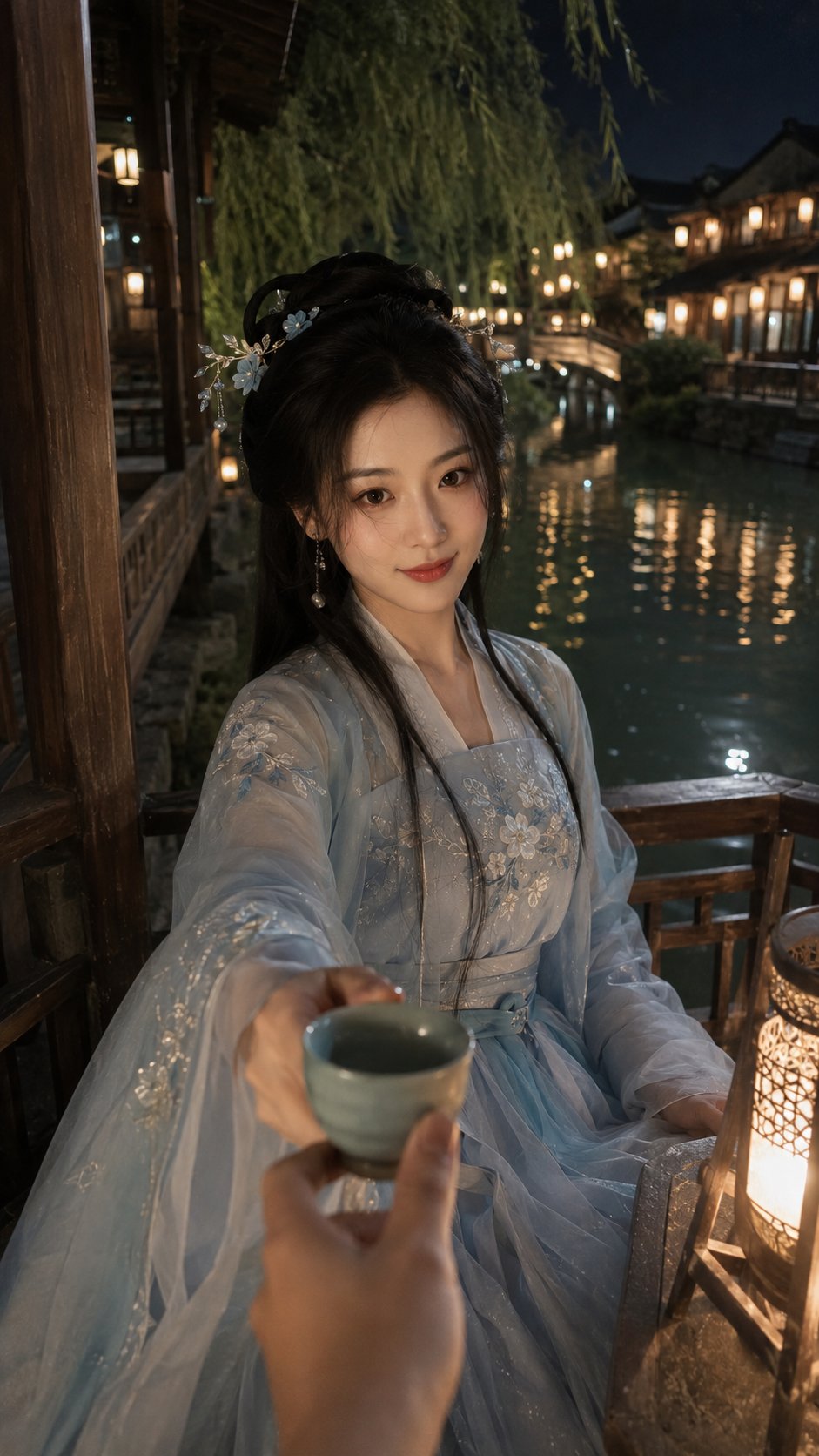 唯美古风竹林萤火手机视角夜景人像 2