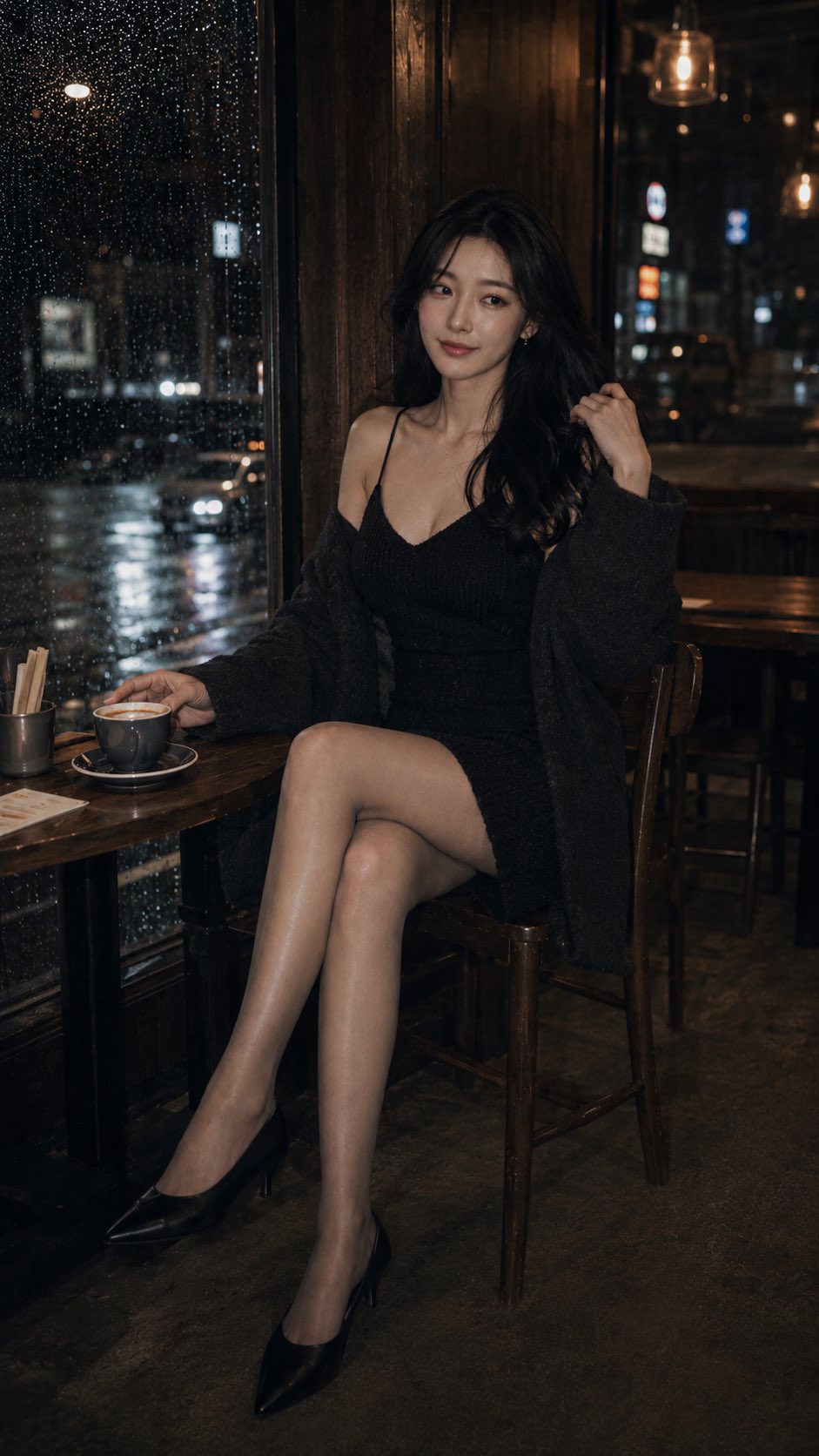 黑珍珠墨金深夜咖啡馆慵懒写真 2