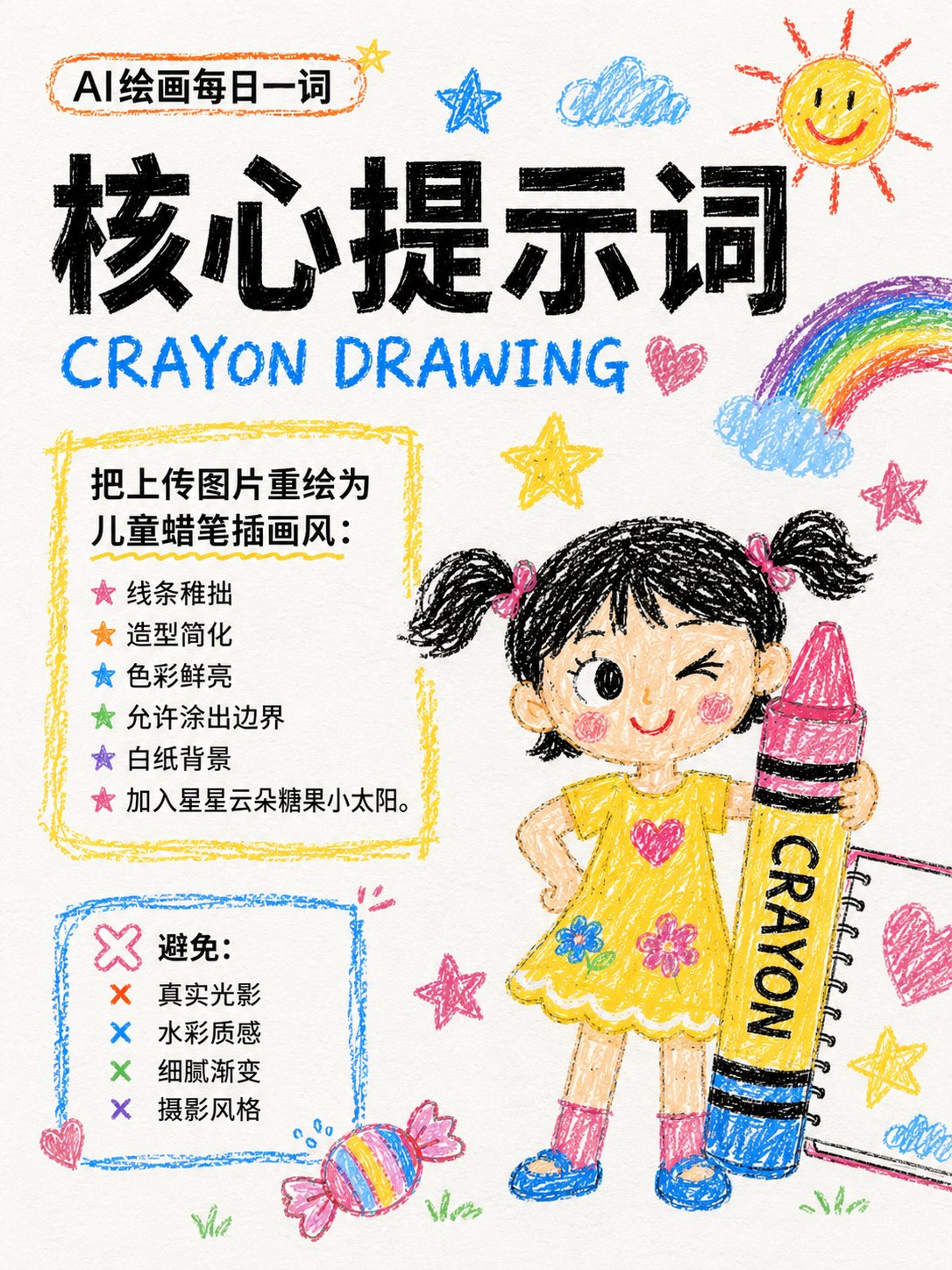 真实儿童蜡笔画插画风格 2