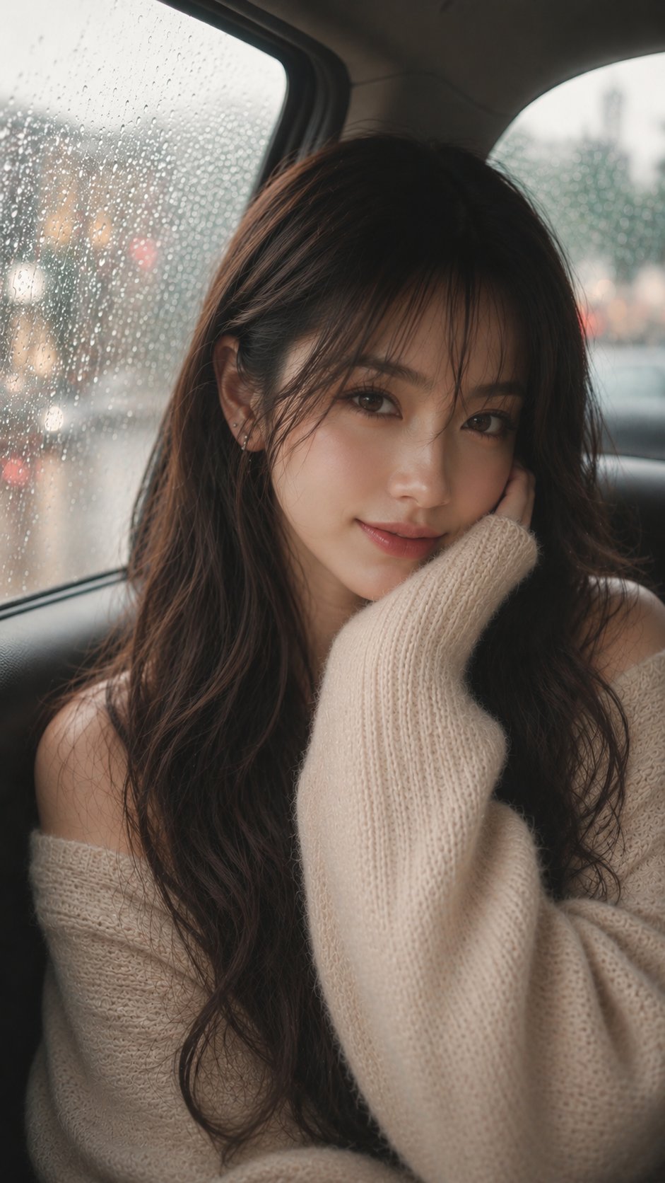 梦幻雨天车载少女电影感写实人像