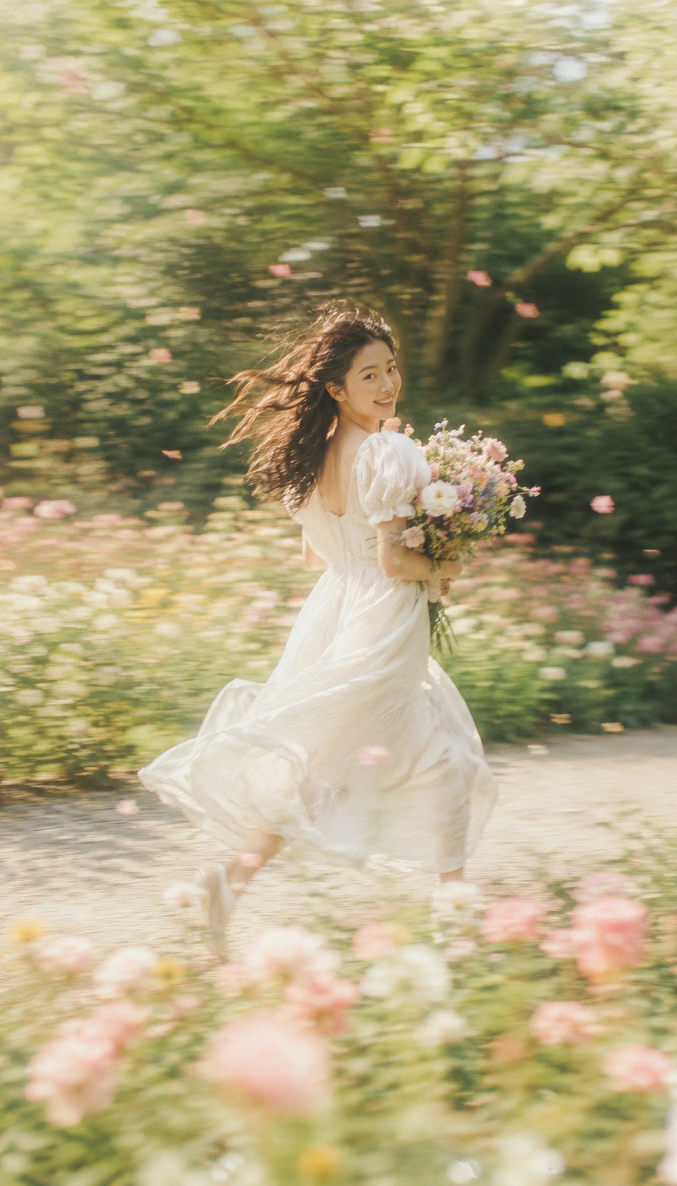 梦幻慢门花园肖像摄影梦幻的她