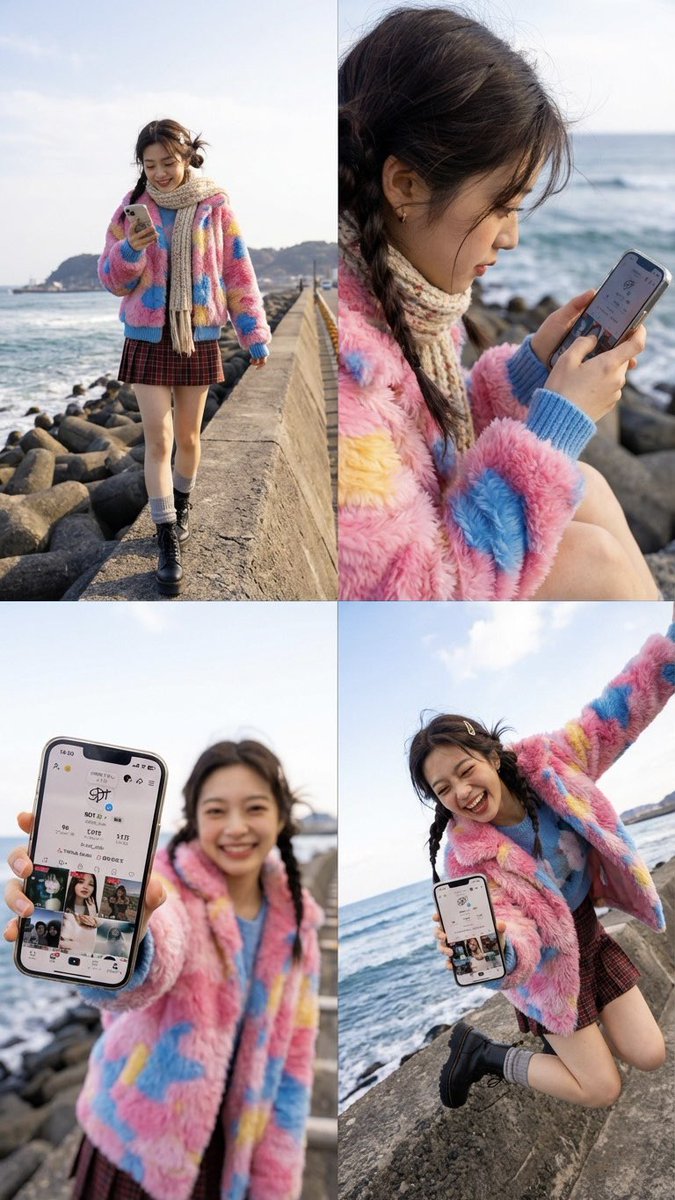 活力四联拍:手机交互的动感瞬间