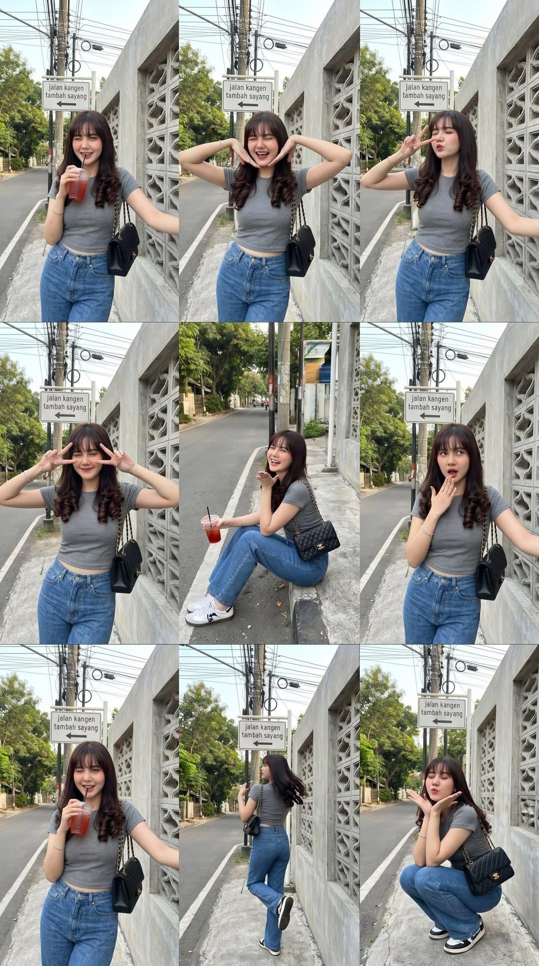 街头韩式风格少女九宫格写真
