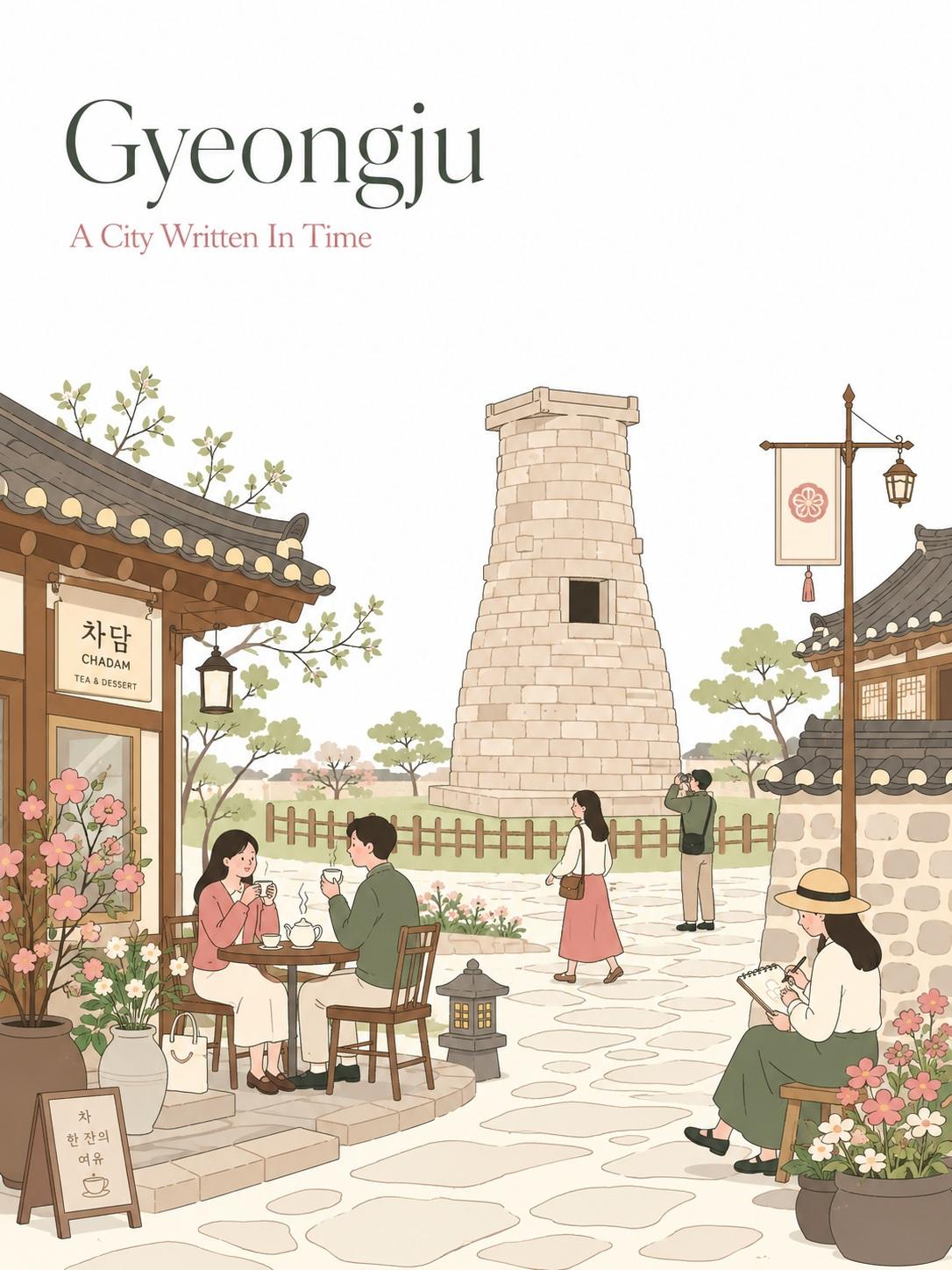 极简淡色韩式旅行海报插画 2
