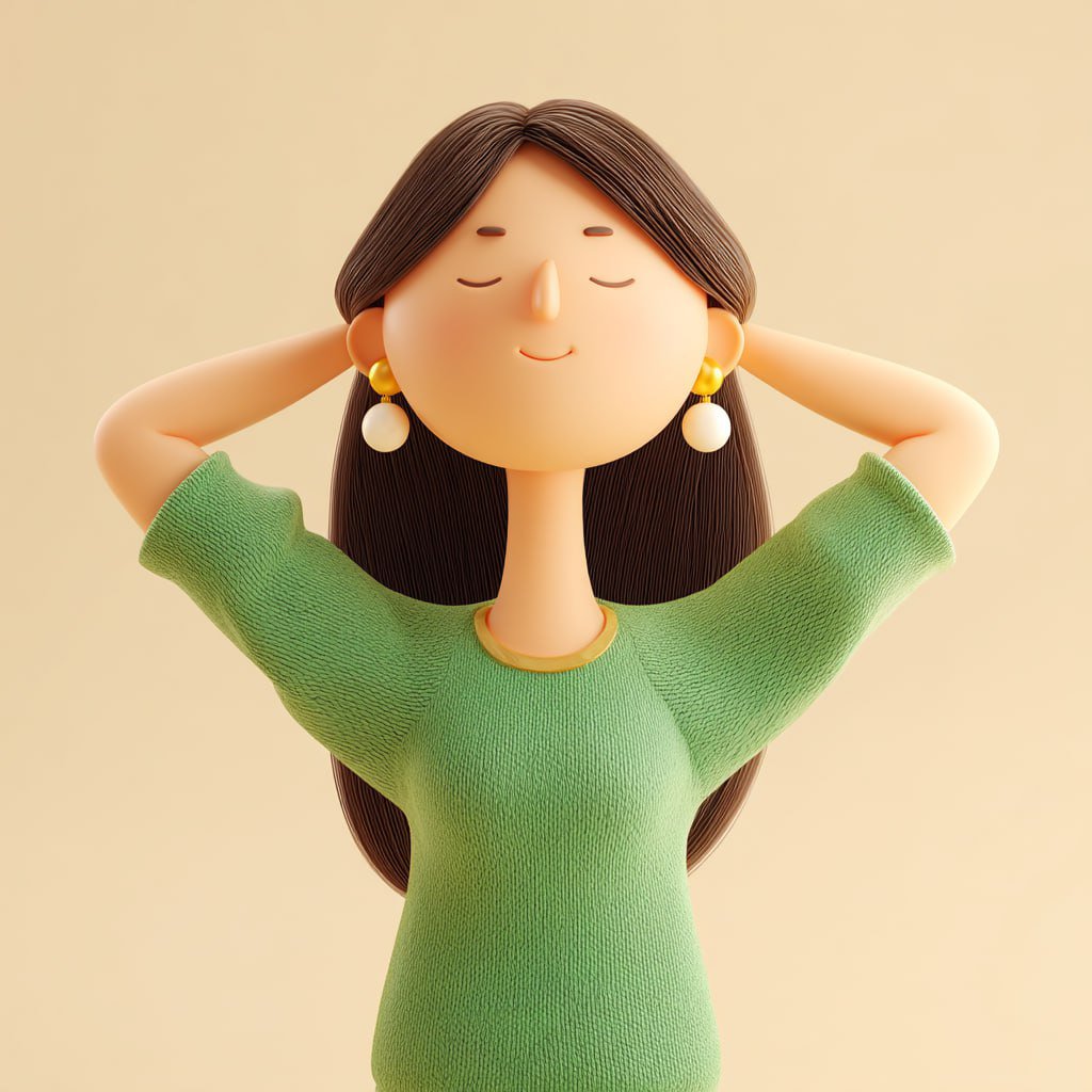 简约3D可爱女性欣赏耳环插画 2