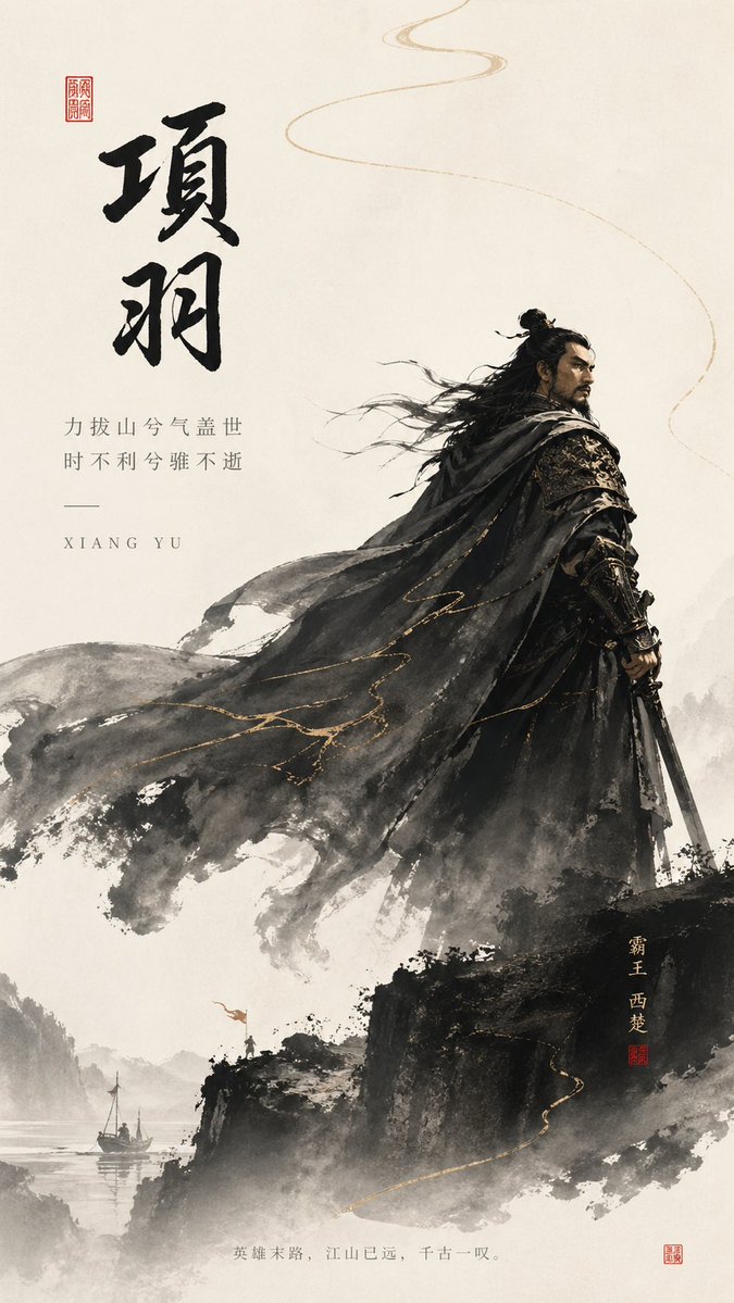 新中式极简项羽海报设计