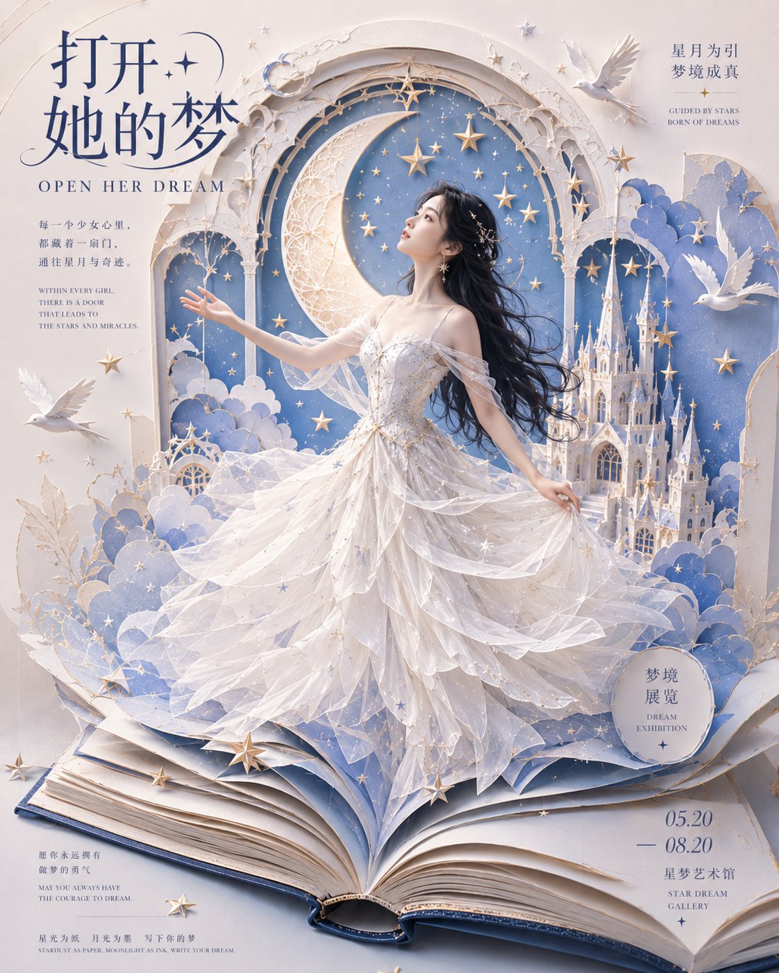 梦幻星月纸雕立体书人物艺术海报 2