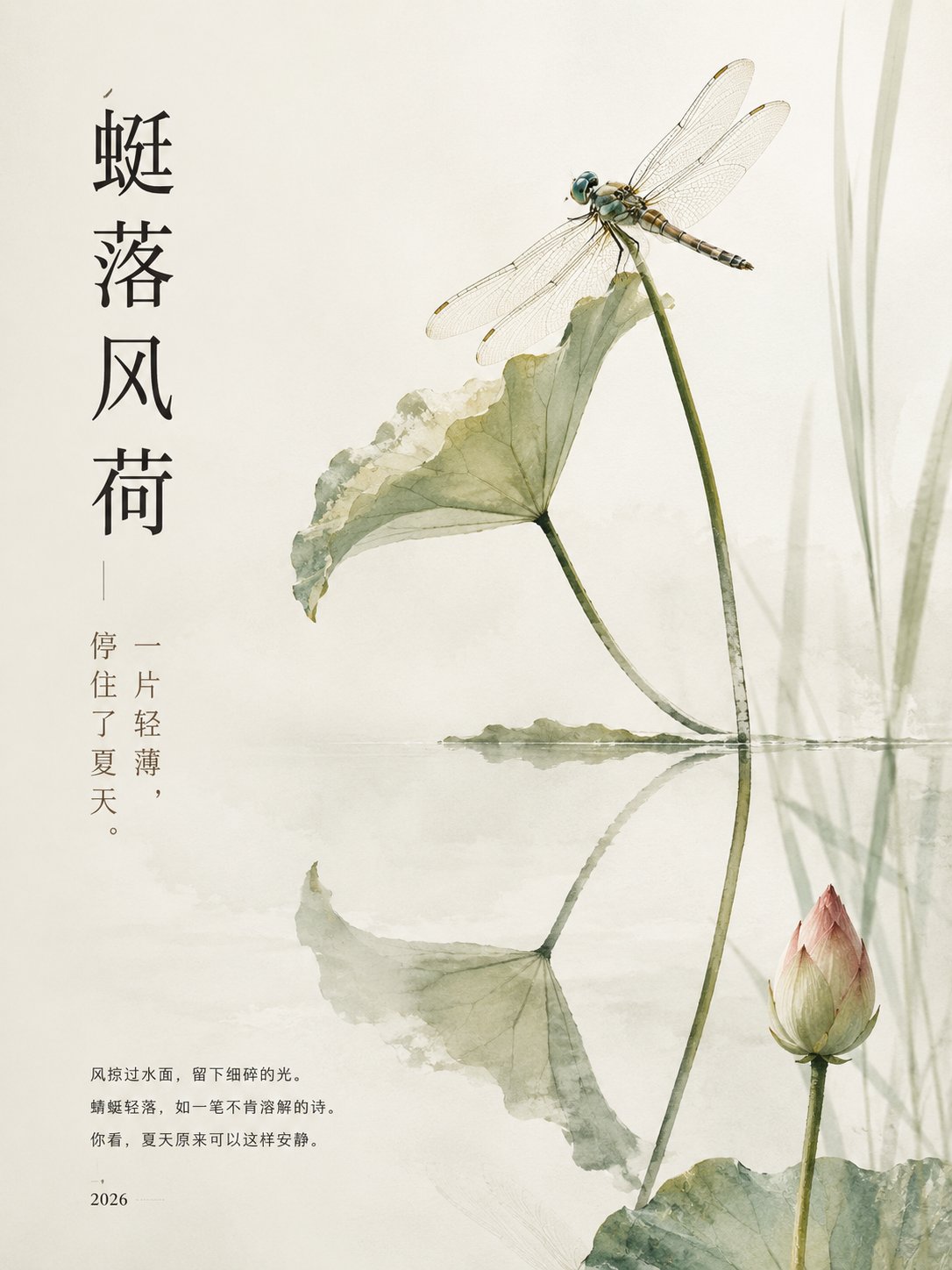 东方水彩自然动物海报