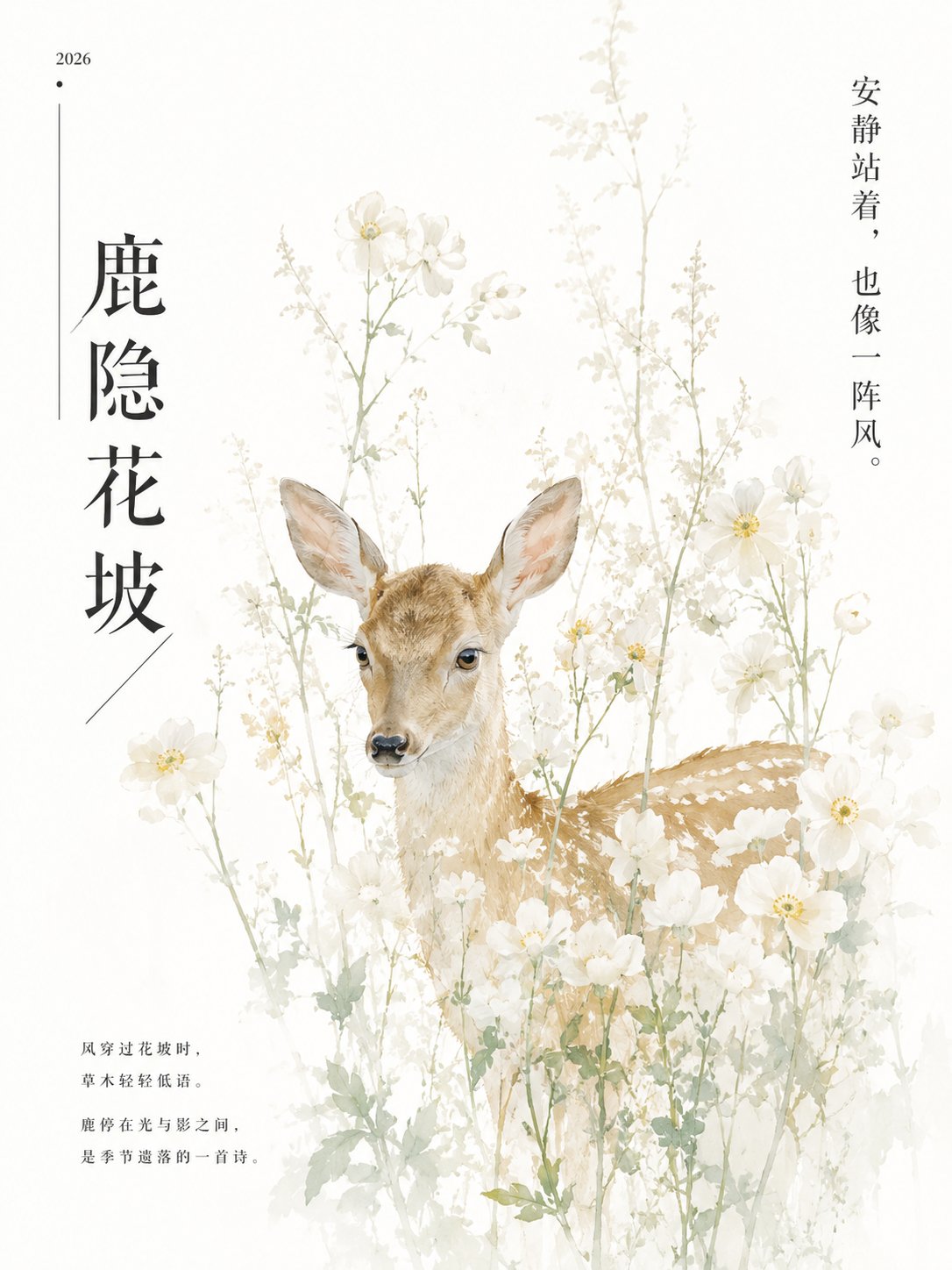 东方水彩自然动物海报 2