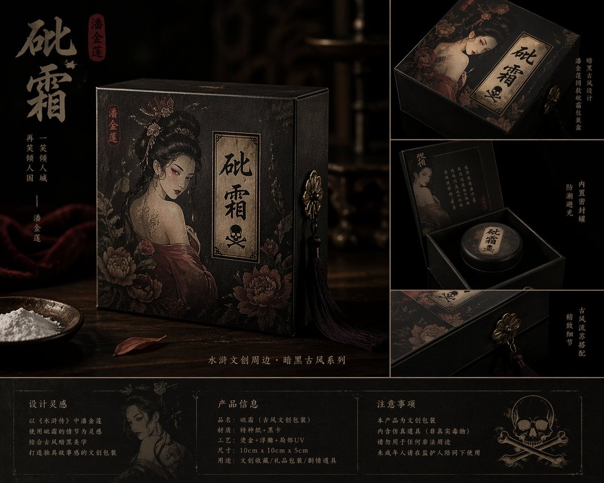 潘金莲砒霜古风暗黑包装盒设计