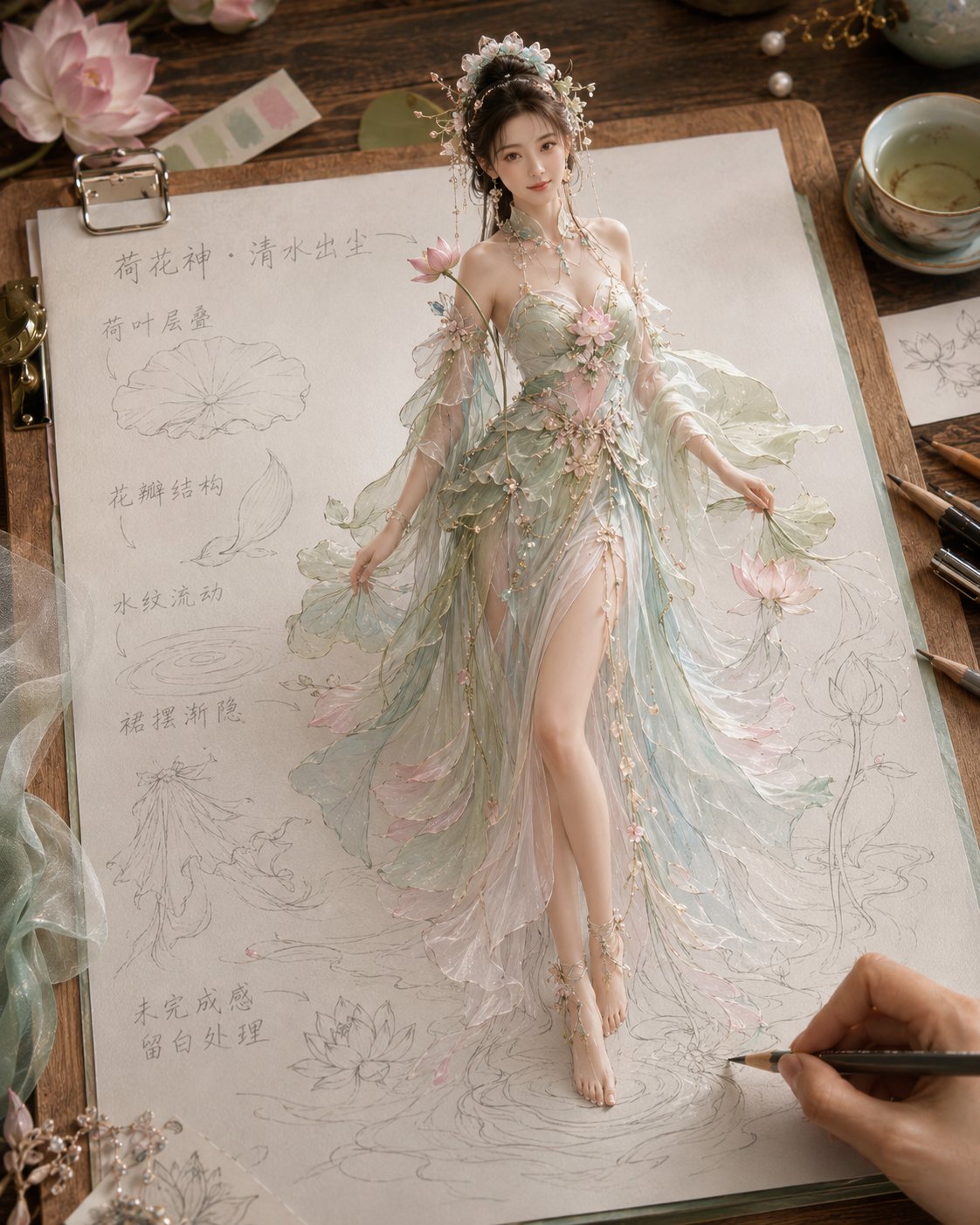 纸上成真四时花神衣谱写实设计稿 2