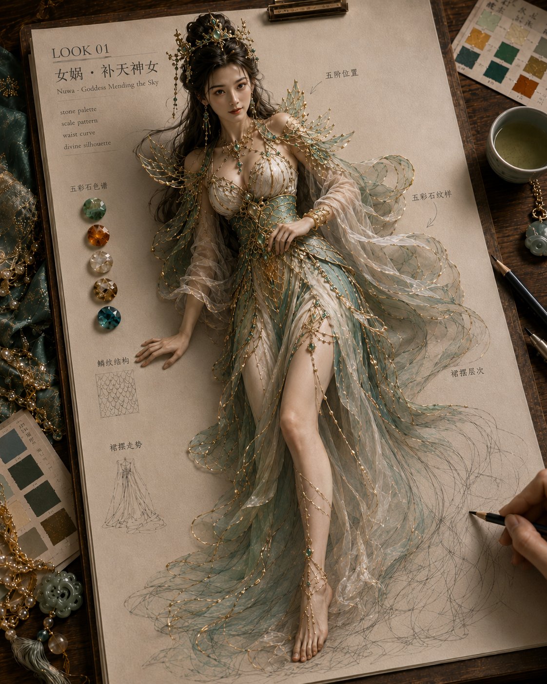 纸上成真神话高定服饰设定稿