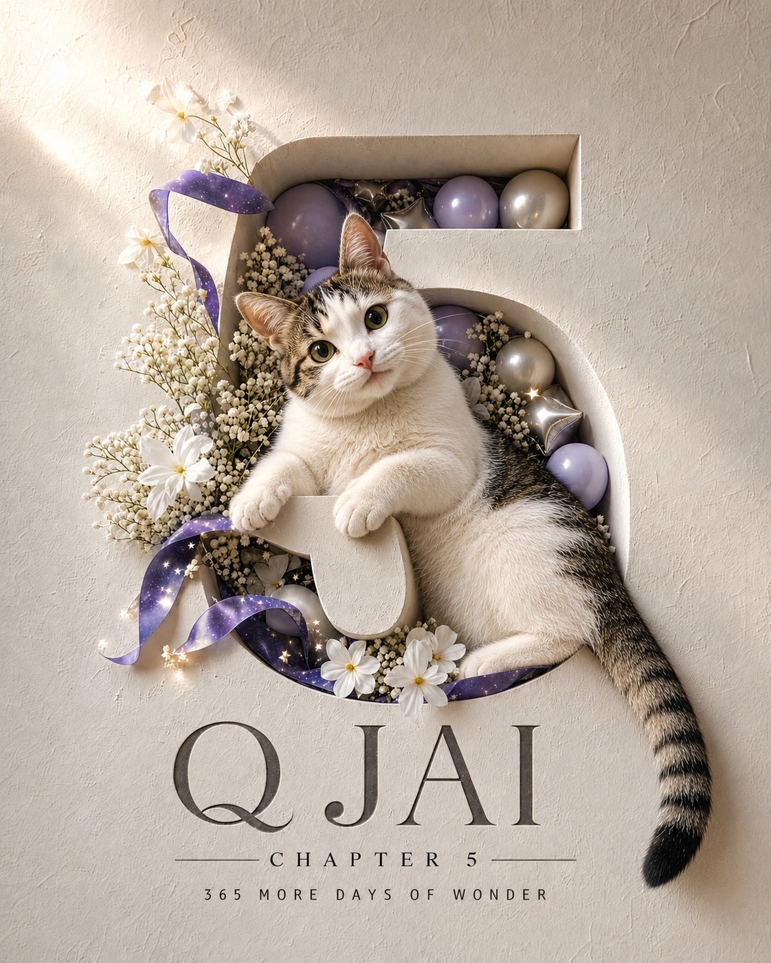 俏皮宇宙马卡龙色系猫咪三岁生日海报 2