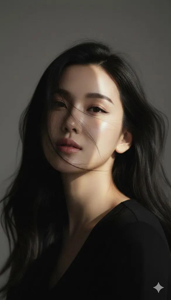 年轻女性的韩式时尚特写肖像