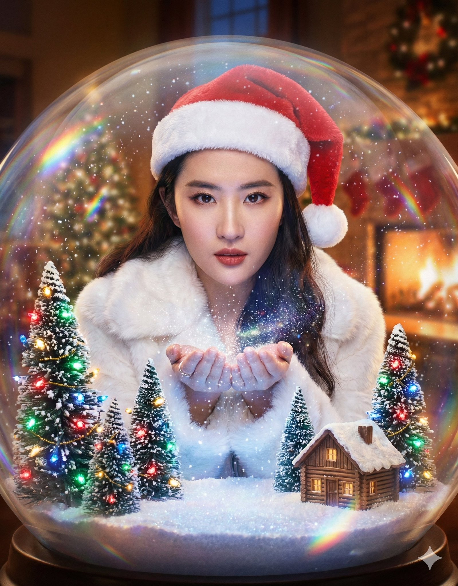 圣诞特辑-人物定格在奇幻巨型玻璃雪球里