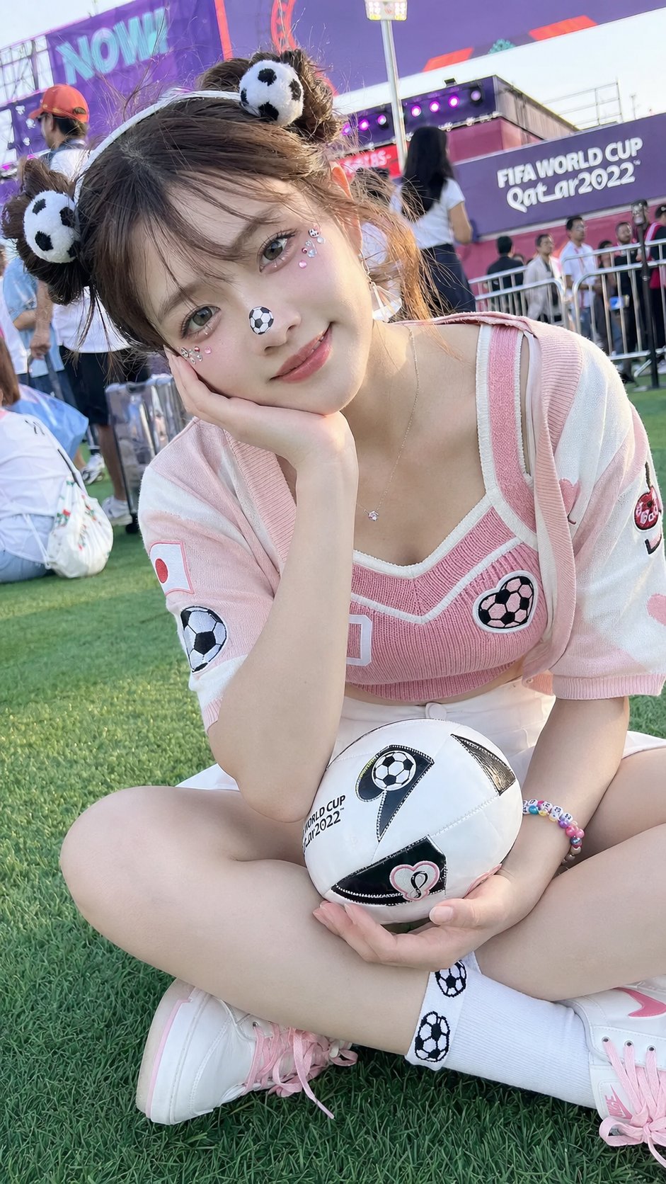 真实世界杯甜美足球宝贝人像