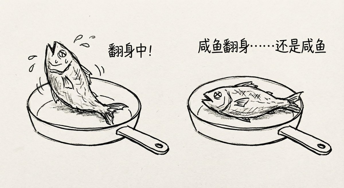 咸鱼翻身依然是咸鱼的扎心手绘