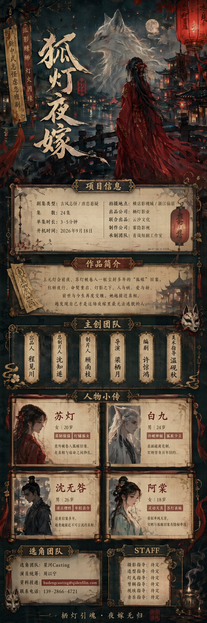 短剧网剧选角组讯长图视觉模板