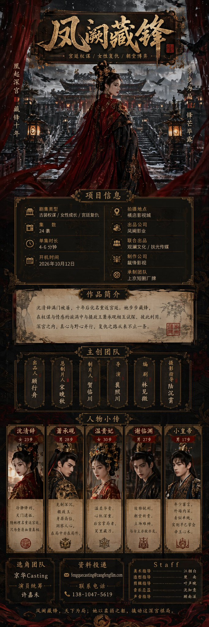 短剧网剧选角组讯长图视觉模板 2