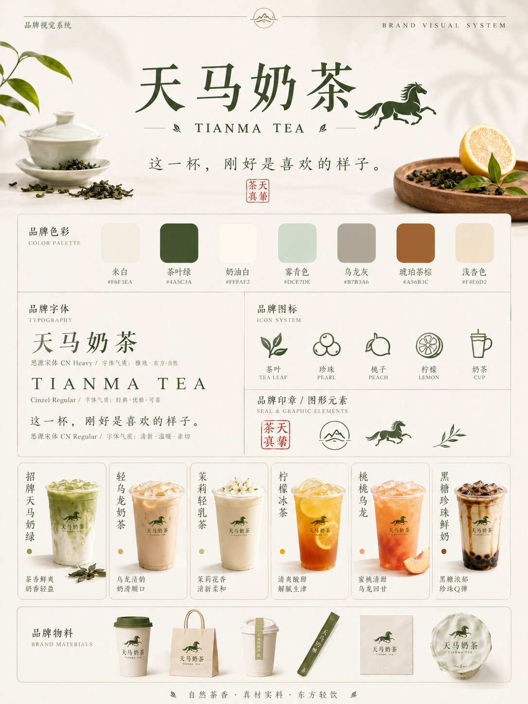天马奶茶新中式品牌视觉提案四连图 2