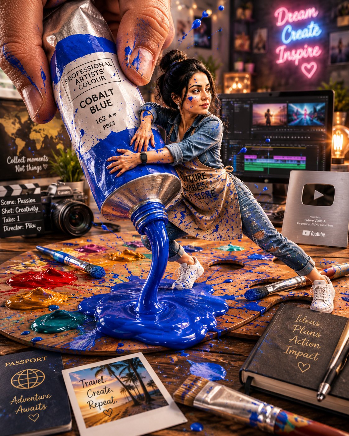 极清微缩超现实AI创作者场景 2