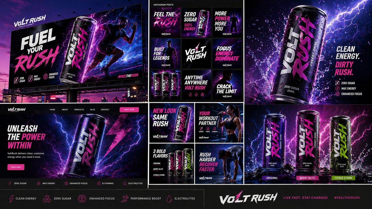 VoltRush能量饮料全套营销视觉