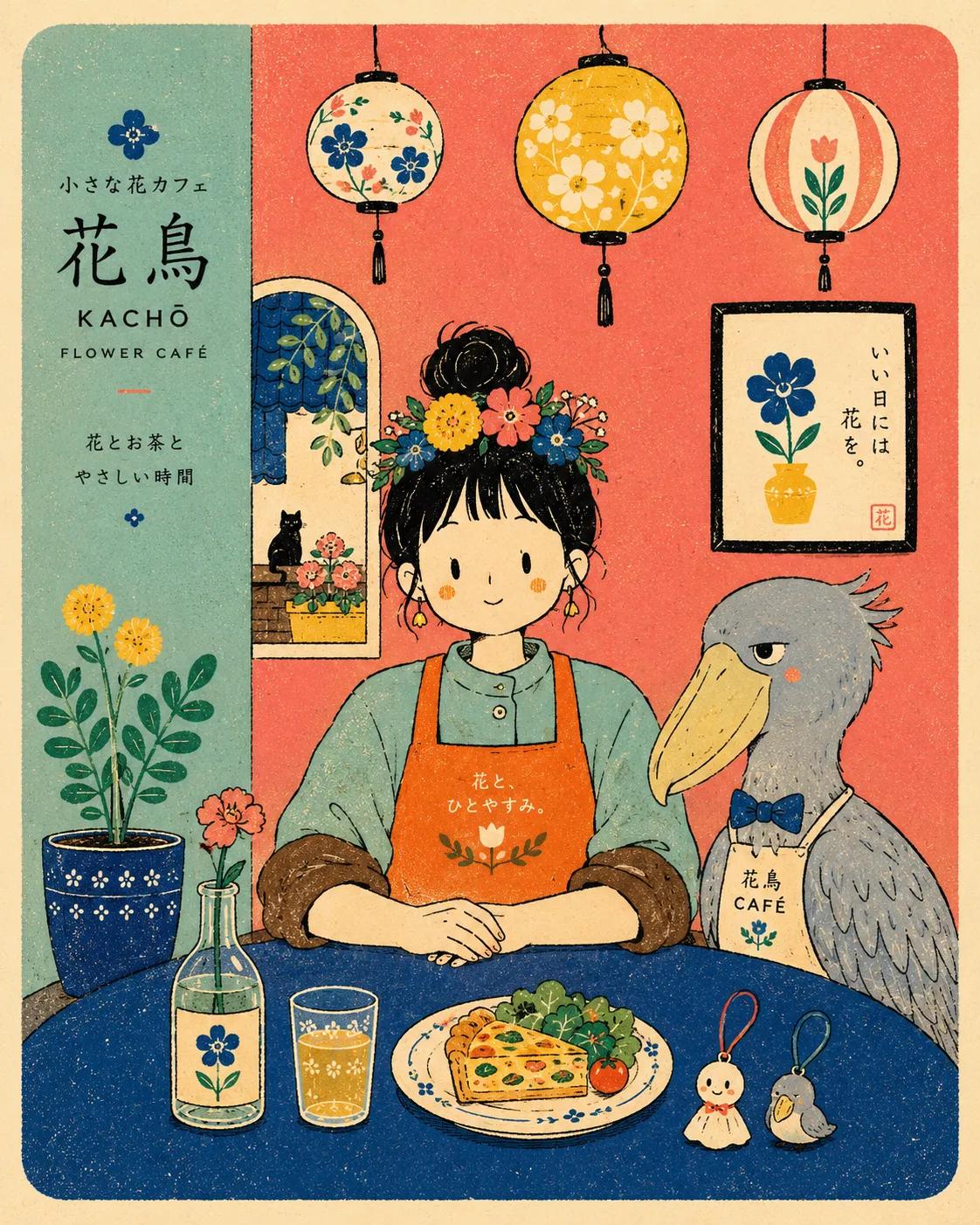 古灵精怪日式复古咖啡馆插画 2