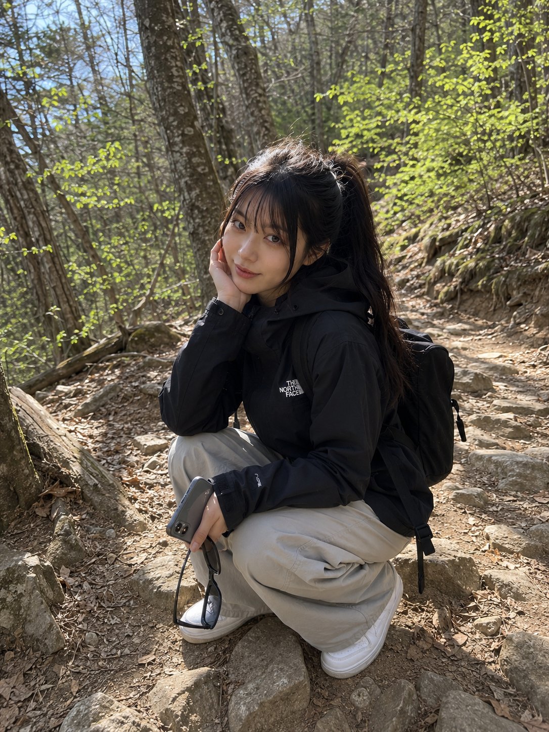 户外徒步日本年轻女性手机真实抓拍 2