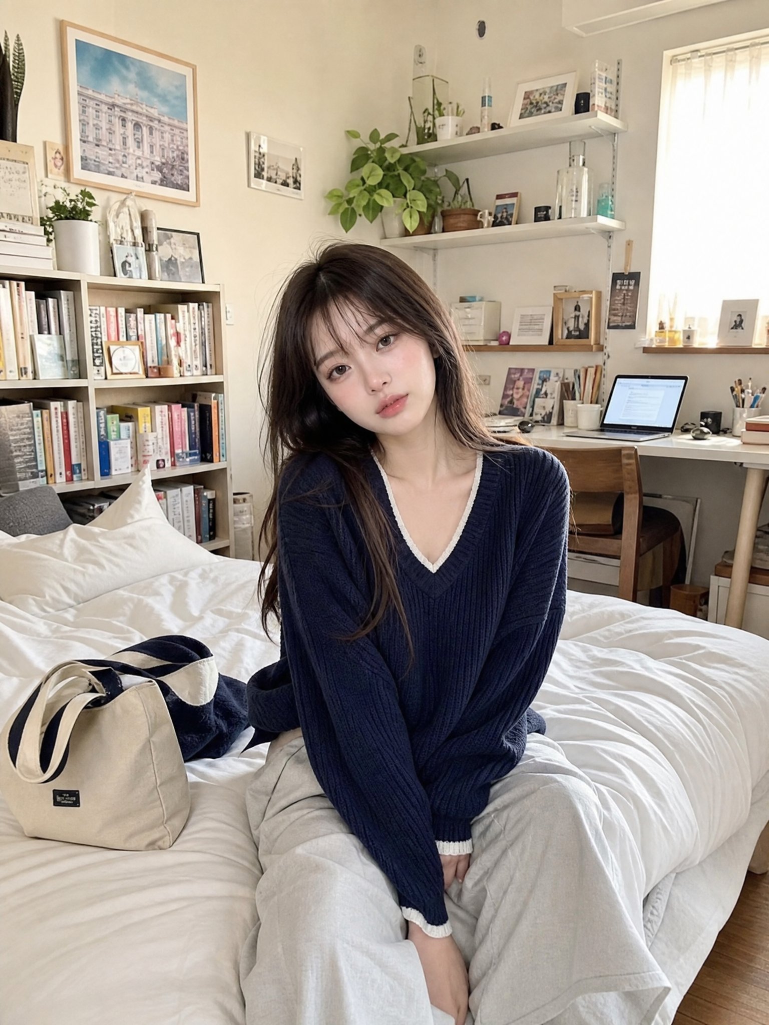 舒适公寓卧室中的年轻日本女性生活快照 2