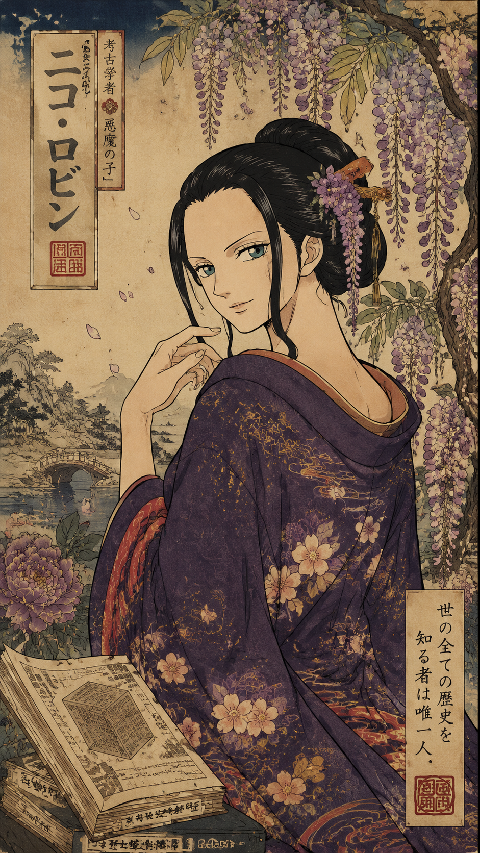 Ratio: 9:16 Style: Edo-style Japanese woodblock prints + traditional Japanese pa