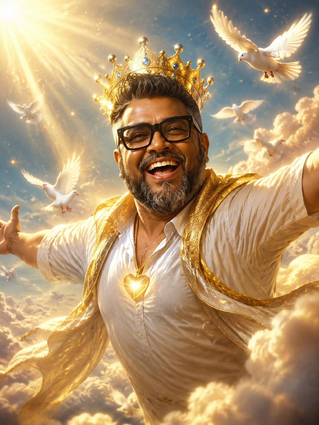 Joyful and full of laughter soaring in the sky Possessing pure gold heart wearin