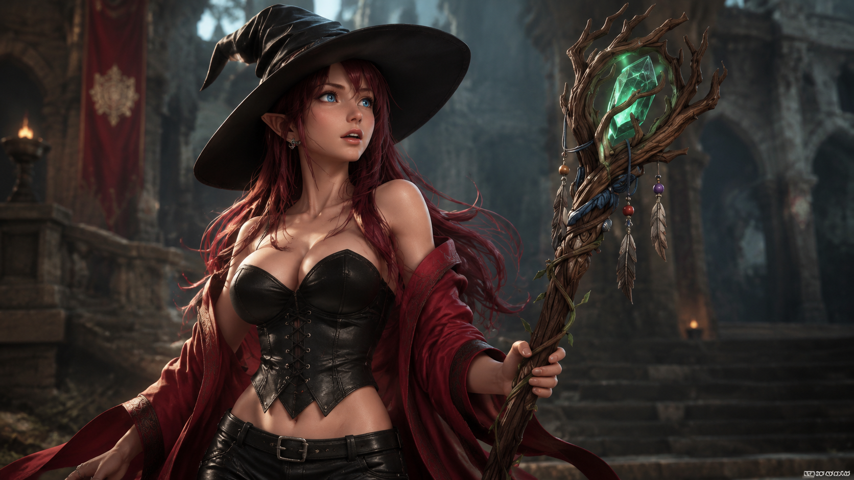 using the image as a reference, render a Square Enix style character