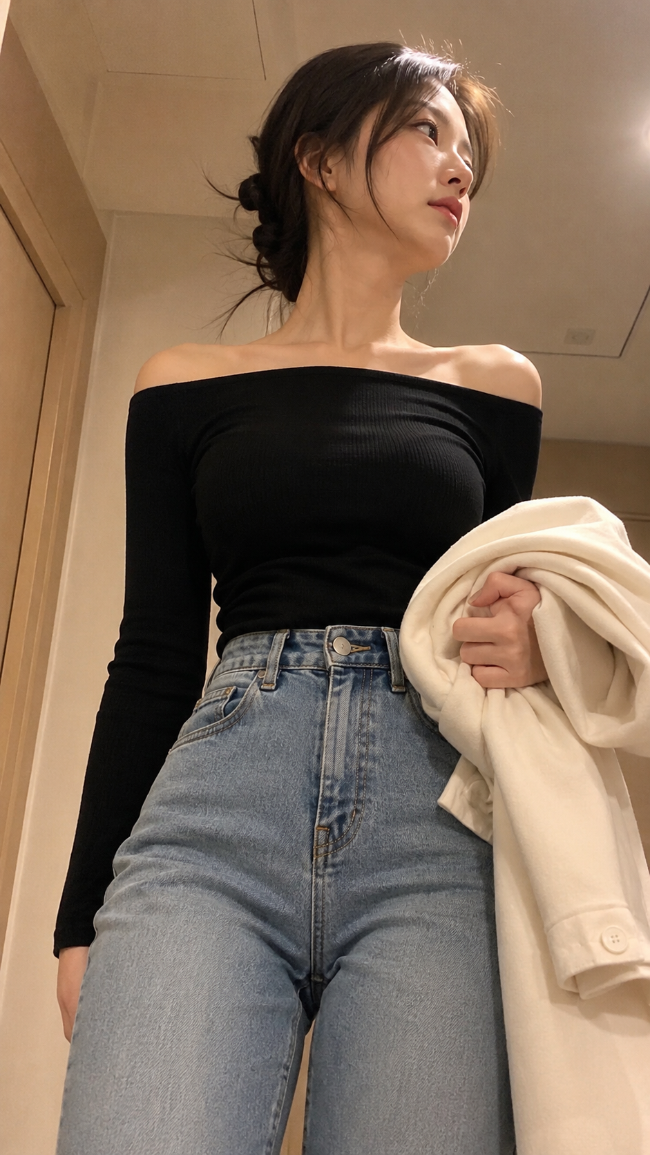 A realistic vertical 9:16 smartphone photo, shot from a low upward angle
