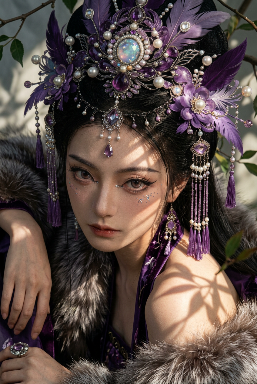 Convert @ character into a photorealistic live-action portrait / fashion editori