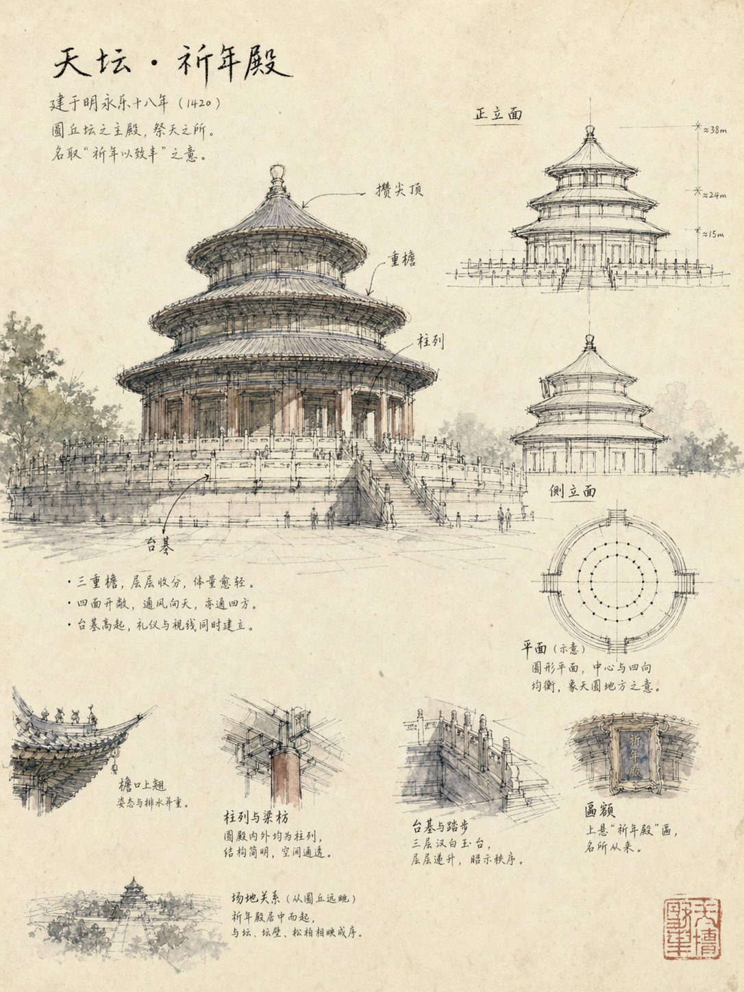 建筑 提示词 升级版来了 GPT-image2 作图前,认真调查知识真实性 所以这种图片要五分钟左右的能出图 提示词如下: 请创作一张“建筑师手...