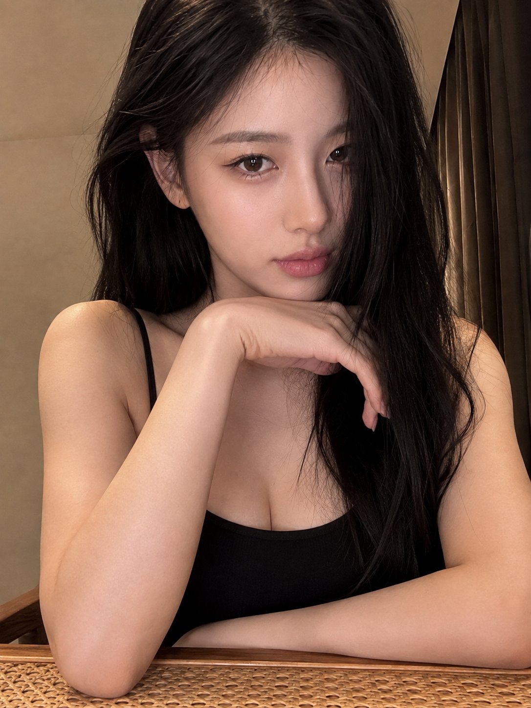 没有刻意吸引谁, 只是刚好知道你还在看。 提示词Prompt: 一位20岁出头ins韩女的逼真特写肖像自拍,白皙瓷器般的肌肤质地光滑,柔和自然妆...
