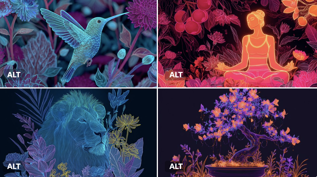霓虹花卉和谐插图