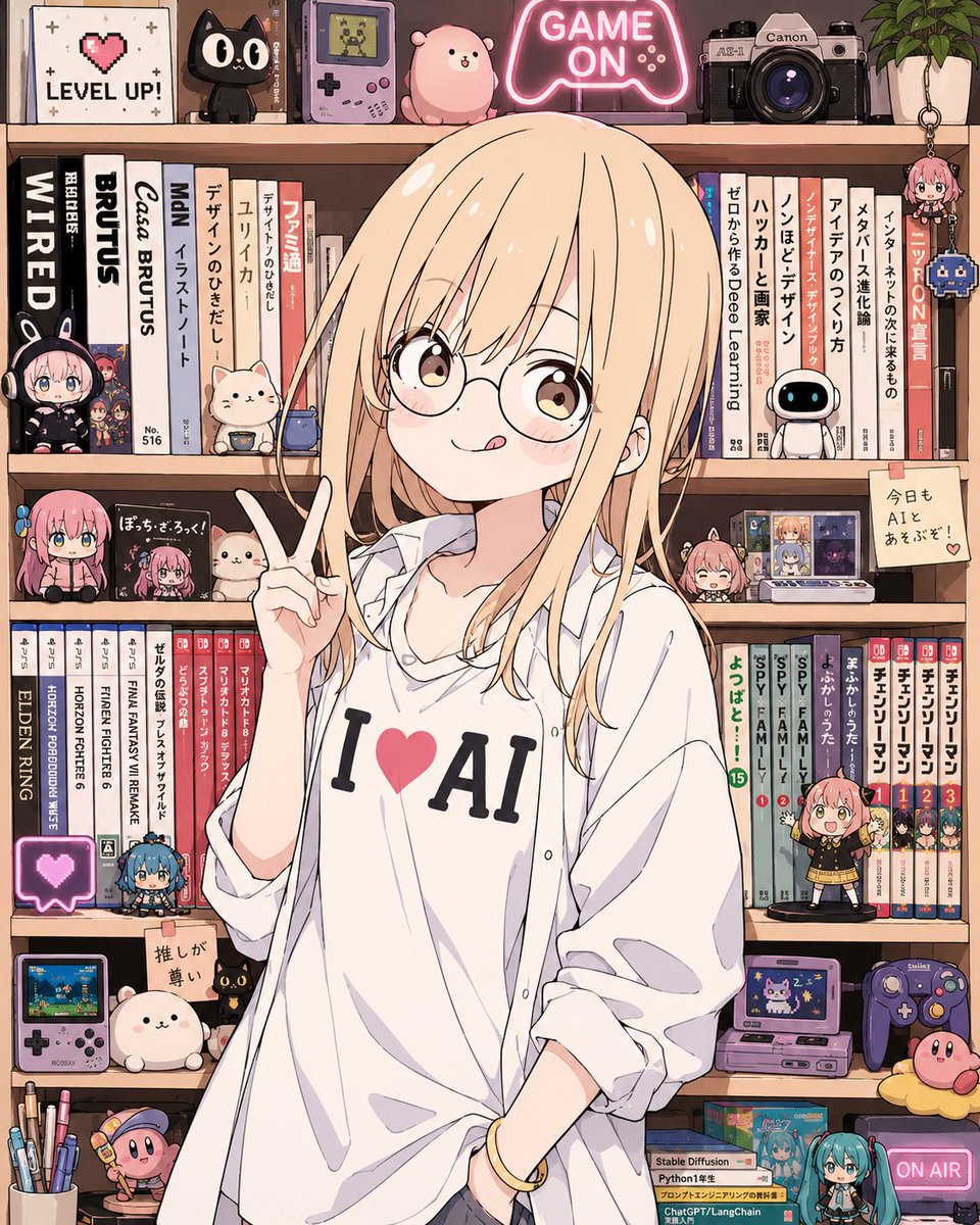 动漫 AI 游戏玩家书架少女