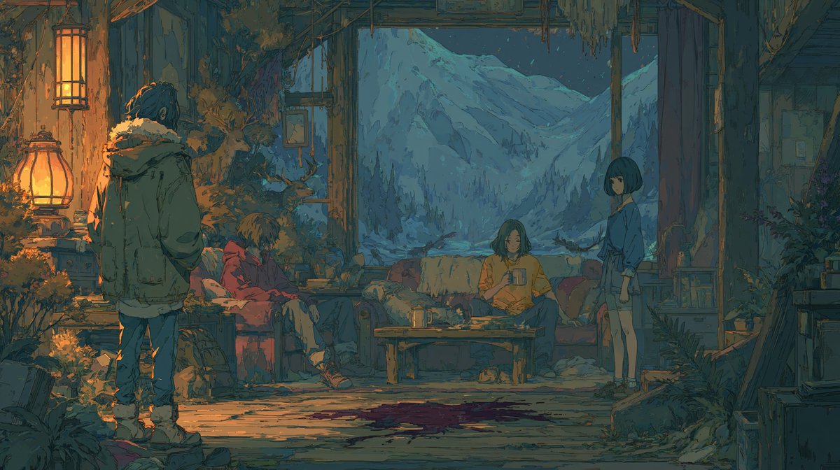 神秘山间小屋动漫场景