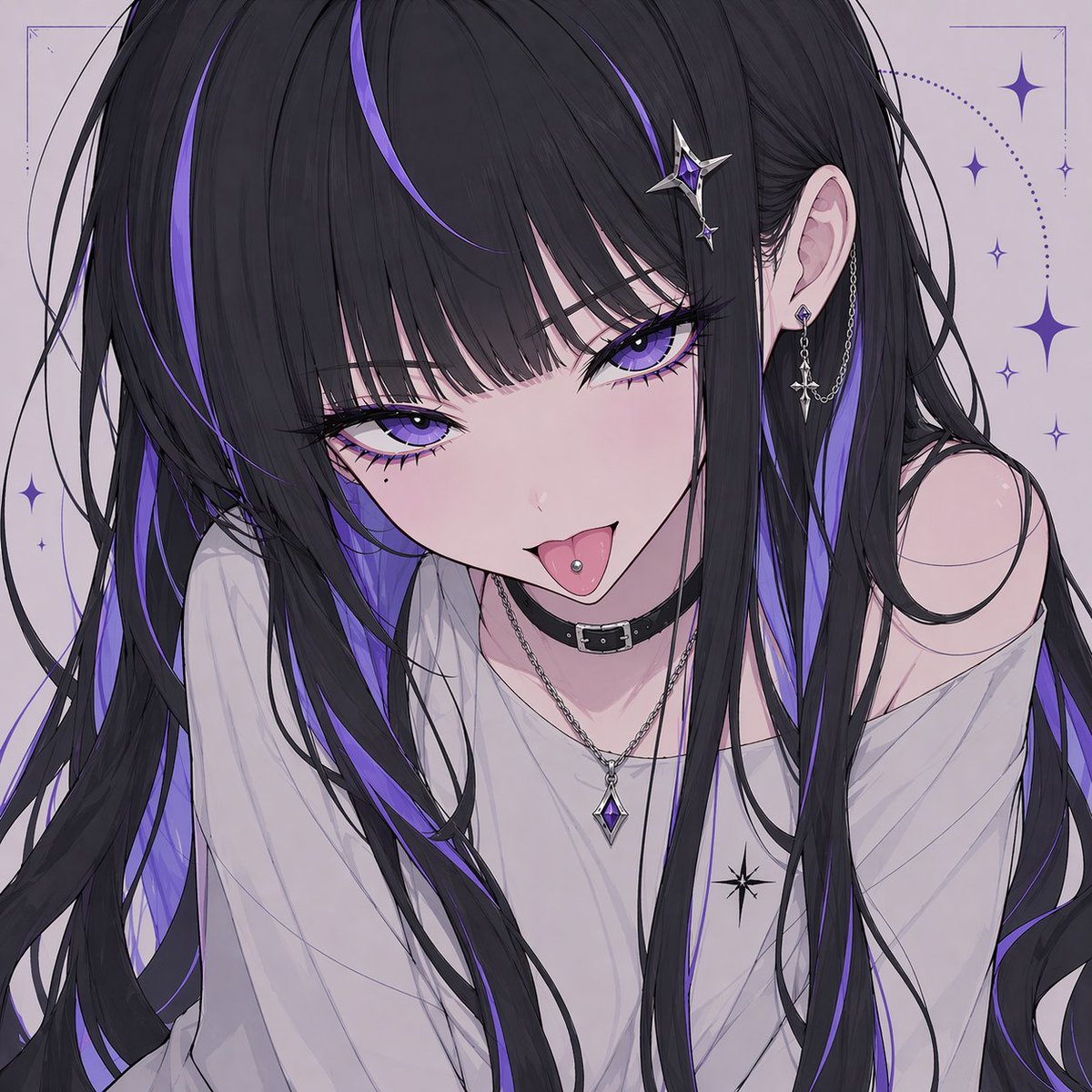哥特风动漫少女肖像(带遮挡效果)