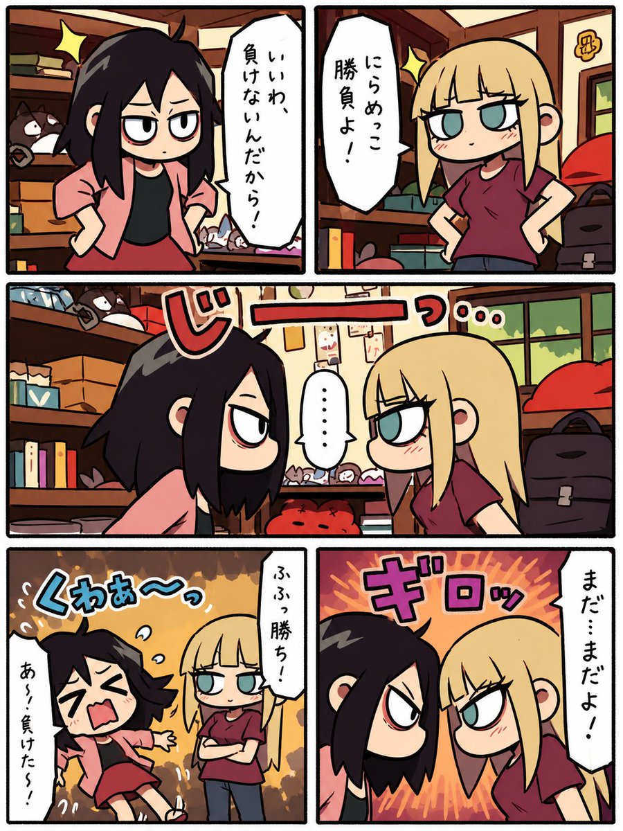 Q 版对视比赛漫画页面