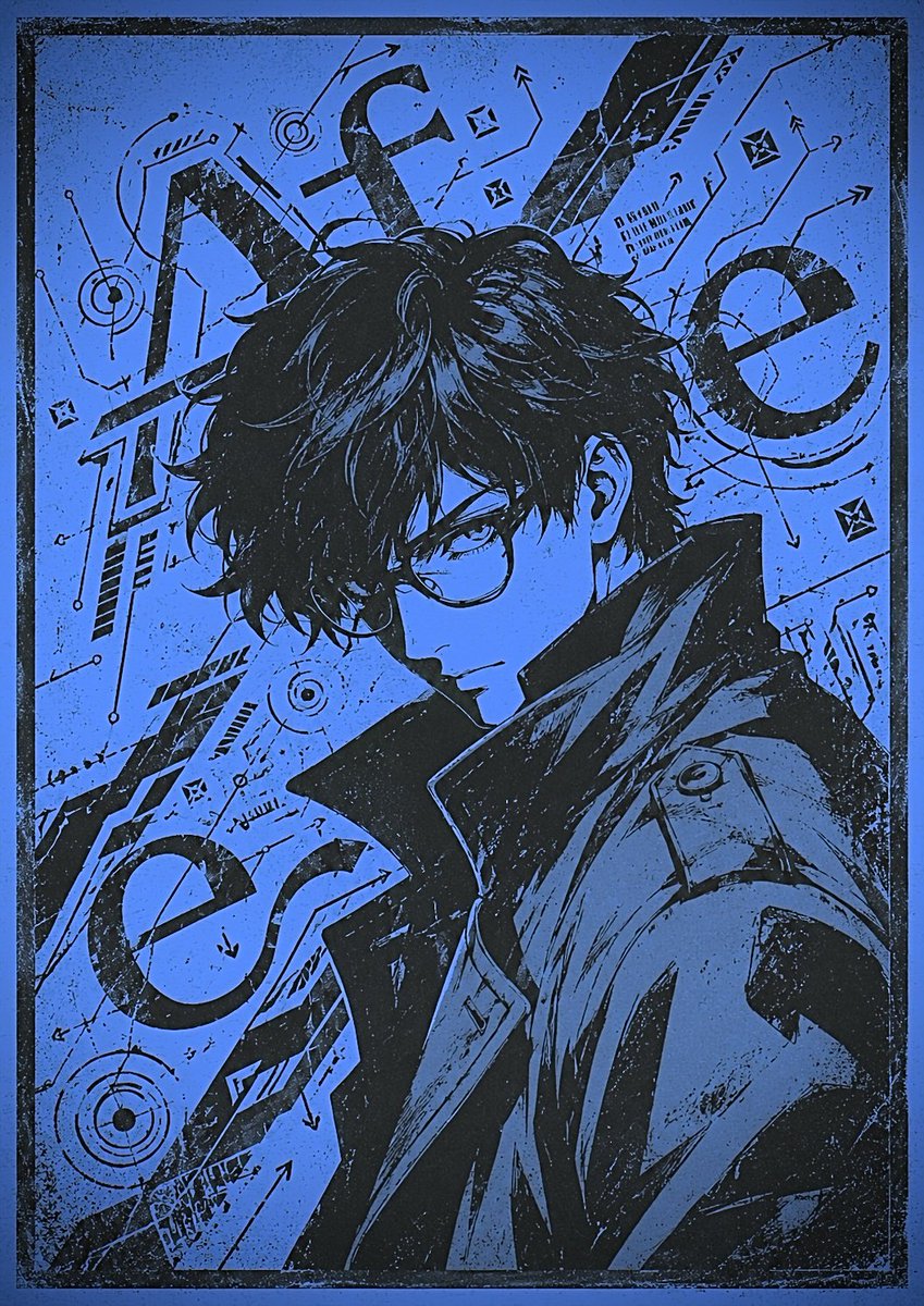蓝色赛博朋克漫画海报