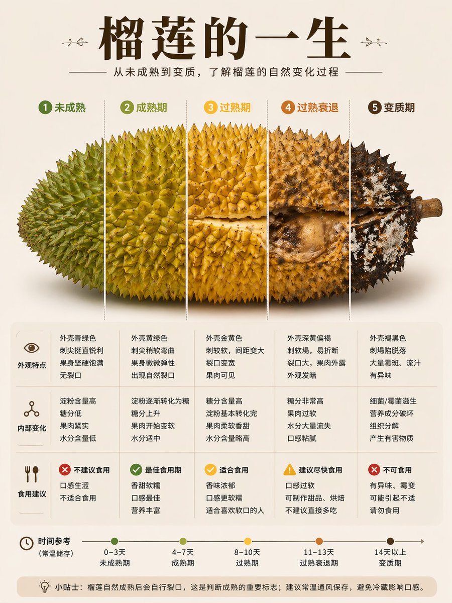 榴莲成熟周期信息图