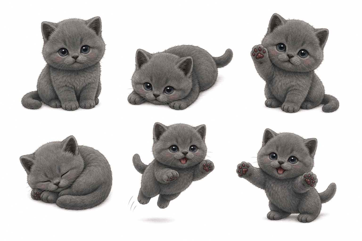 灰色小猫表情包贴纸预览图