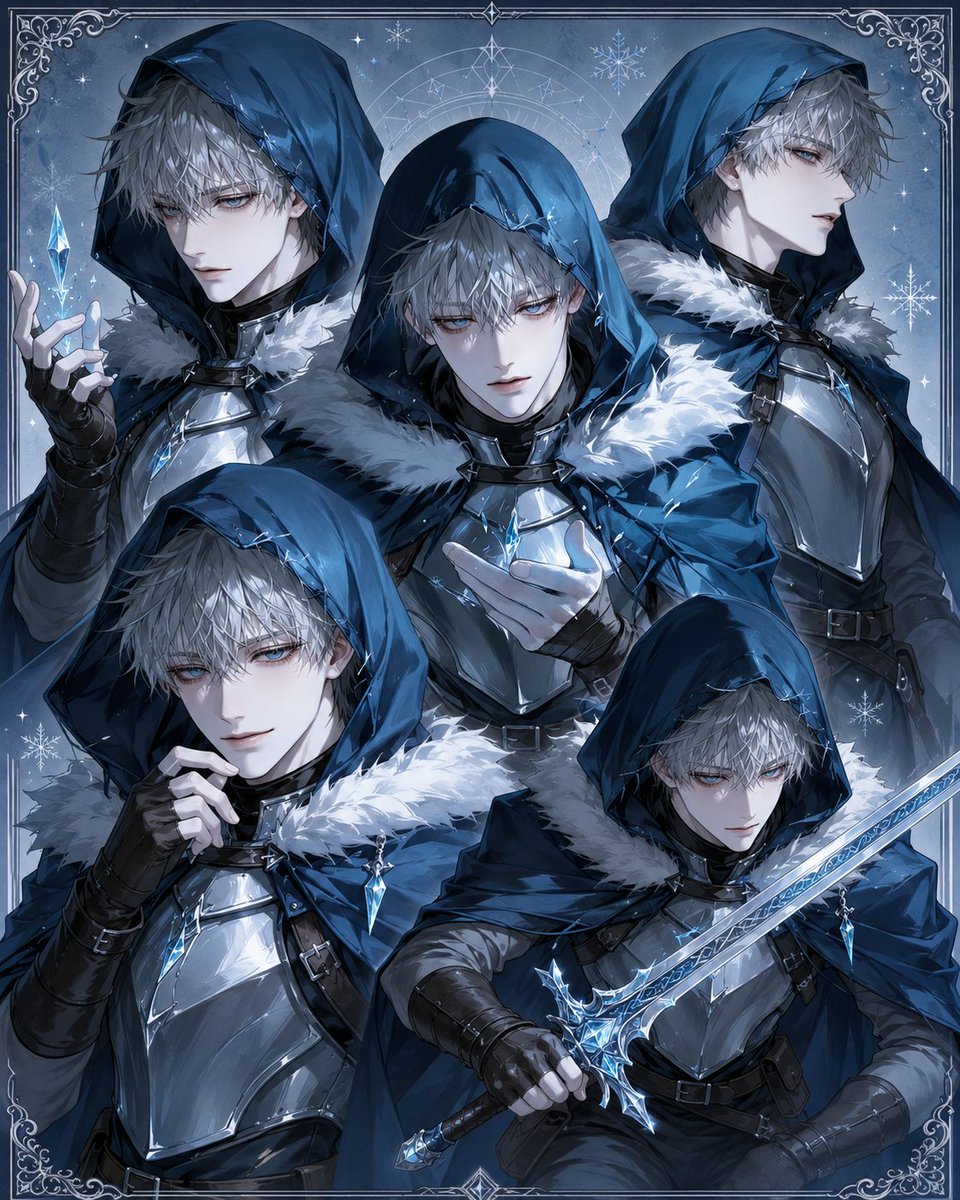 戴兜帽冰霜骑士姿势拼贴画