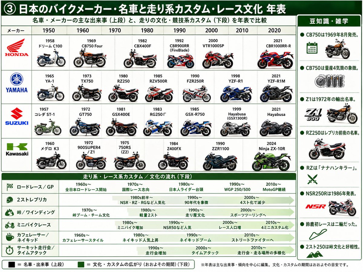 日本摩托车发展史信息图