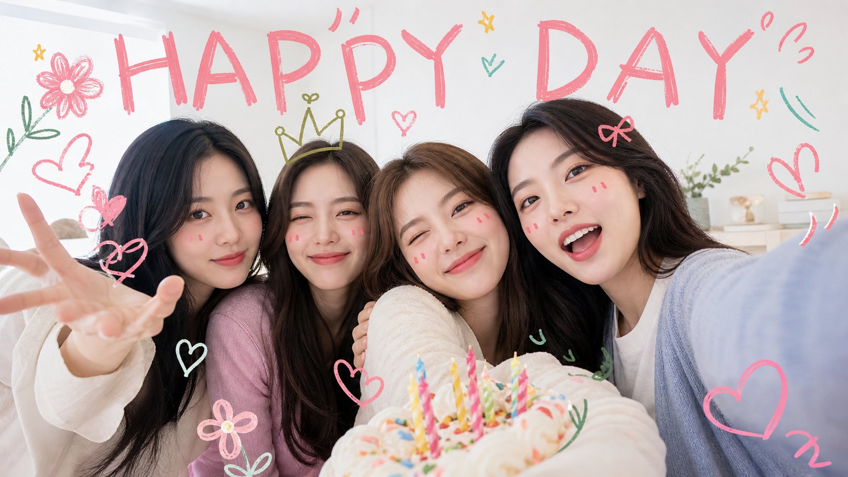 可爱风生日团体自拍